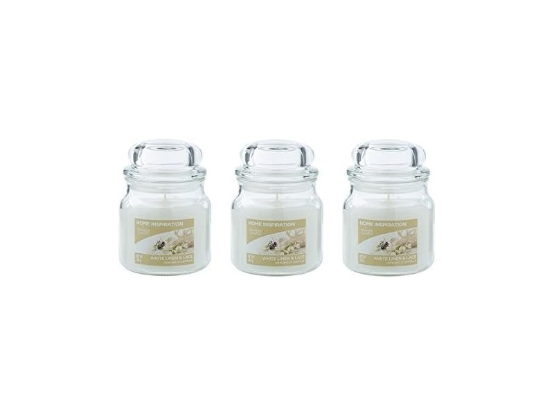YANKEE CANDLE (Pacchetto di 3) Home Fragrance Biancheria e Pizzo Bianco Candela profumata - Candela brucia a Lunga Durata -