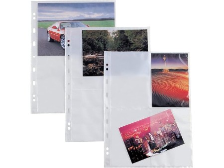 Sei Rota 662503 - Buste con foratura universale, 4 spazi per foto da 15 x 21 cm, Formato A4, 10 Pezzi