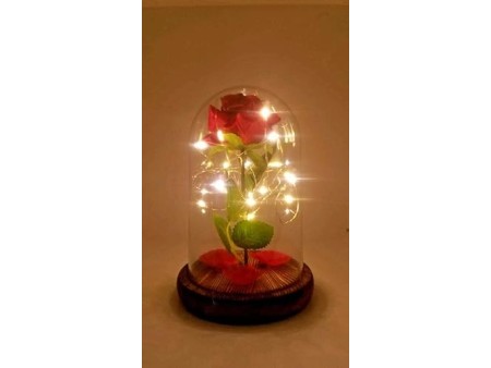 Rosa rossa la bella e la bestia a led Rosa eterna con petali rosa con cupola lampada la bella e la bestia idea regalo san