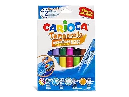 Scatola di 6 tempere solide in barra, mod. Temperello 12 temperas multicolore