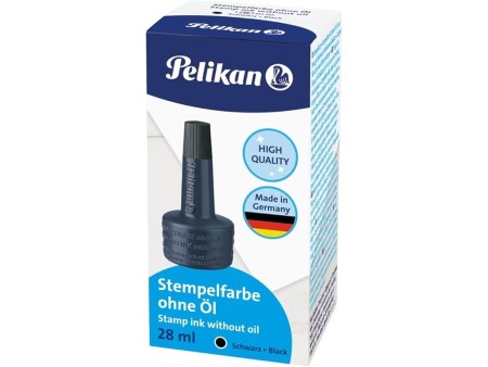 Pelikan, Inchiostro per Timbri a Tampone senza Olio 4K, 28 ml, Color Nero, Adatto per Tutti i Timbri da Ufficio,