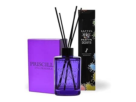 RAPTUS Priscilla Diffusore Ambiente 300 ml - Profumatore Casa all'Uva Fragola con Bastoncini in Legno Fragranza Dolce Fruttata