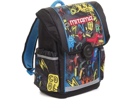 Mitama - Zaino Upside Boy MONSTER, Scuola Elementare, Ergonomico, Super Organizzato, Impermeabile, Schienale Imbottito, 24 litri