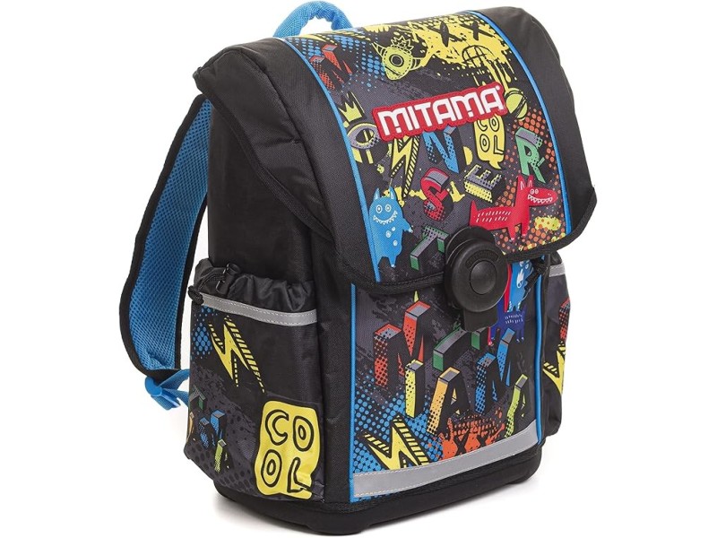 Mitama - Zaino Upside Boy MONSTER, Scuola Elementare, Ergonomico, Super Organizzato, Impermeabile, Schienale Imbottito, 24 litri