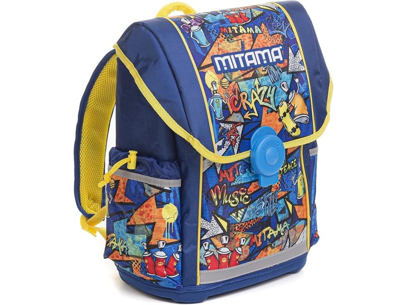 Mitama - Zaino Upside Boy CRAZY, Scuola Elementare, Ergonomico, Super Organizzato, Impermeabile, Schienale Imbottito, 24 litri