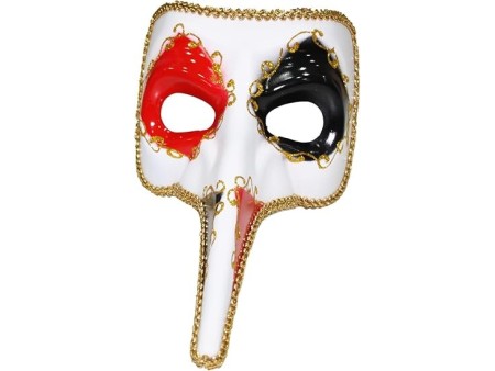 Maschera Veneziana con Naso lungo Maschera Viso Veneziana Naso lungo Maschera carnevale (Bianca Nera e rossa)