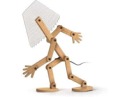 Lampada da Arredo Regolabile Bimbo Led Wood Lamp, Lampada a Led a Luce Calda con Stelo in Legno, Superficie in Acrilico,