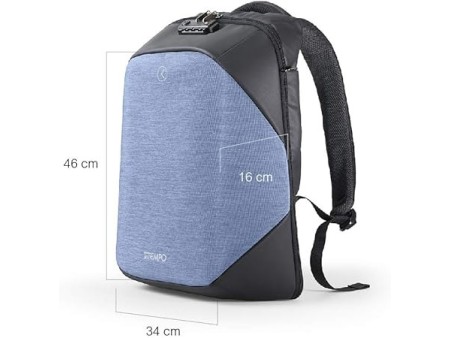 Intempo Zaino Antifurto Versatile Tekniko Big in Tessuto Idrorepellente, Cavo Telescopico Antifurto, Chiusura con Combinazione,