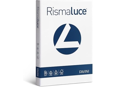 FavinI Rismaluce colore BIANCO Risma di carta da 120gr 250 fogli Formato A4 (21x29,7 cm) Made in Italy