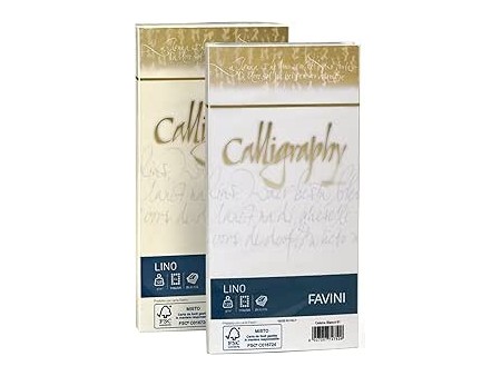 Favini 027007.31 Busta Calligraphy Lino Bianco, 25 Pezzi, 120 Gr, 11 x 22 mm