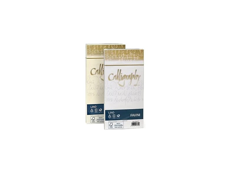 Favini 027007.31 Busta Calligraphy Lino Bianco, 25 Pezzi, 120 Gr, 11 x 22 mm