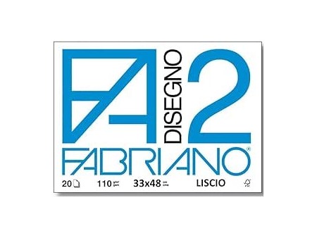 Fabriano F2 06200534, Album da Disegno, Formato 33 x 48 cm, Fogli Lisci, Grammatura 110gr/m2, 12 Fogli
