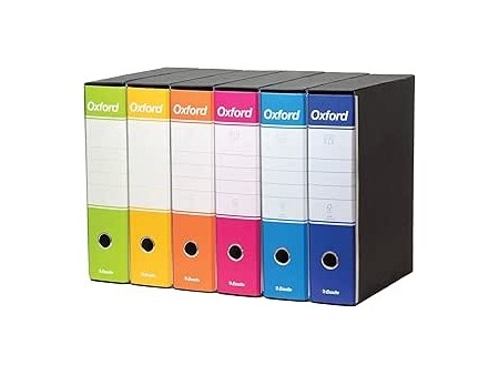Esselte OXFORD COLOR MIX, Set 6 Registratori con Custodia Oxford G85, F.to Protocollo (23x33 cm), Dorso 8 Cm, Colori Blu,
