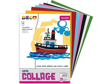 DECO Carta Vellutata, Album 10 Fogli Colori Assortiti