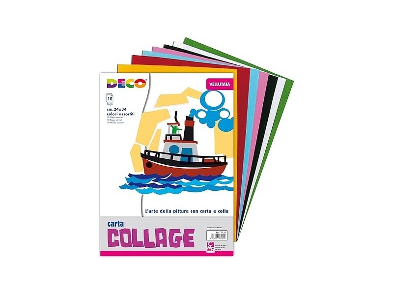 DECO Carta Vellutata, Album 10 Fogli Colori Assortiti
