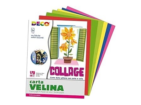 Album Collage Carta Velina, 24 Fogli Colorati