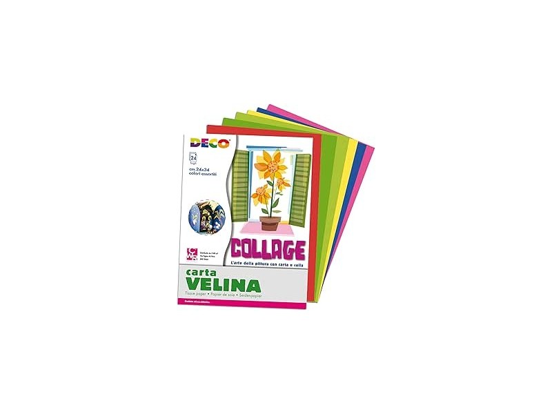 Album Collage Carta Velina, 24 Fogli Colorati