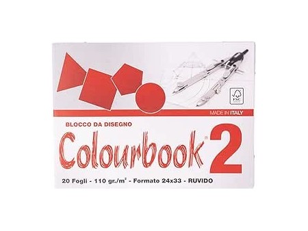 Colourbook C2 - Album da Disegno, Formato 24x33 cm, 110 gr/mq, 20 Fogli ruvido