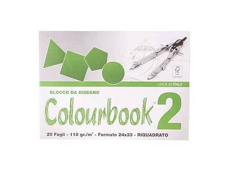 Colourbook C2 - Album da Disegno, Formato 24x33 cm, 110 gr/mq, 20 Fogli riquadrato