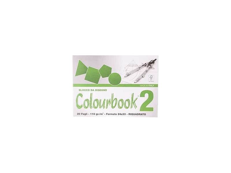 Colourbook C2 - Album da Disegno, Formato 24x33 cm, 110 gr/mq, 20 Fogli riquadrato