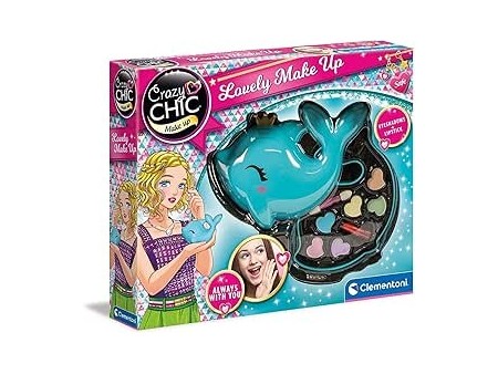 Clementoni Crazy Chic - Lovely Make Up Delfino, Cofanetto Trucchi Bambine 6 Anni, Trousse Portatile con Set Cosmetici Sicuri