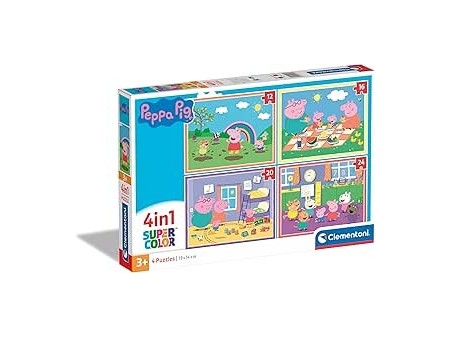Clementoni - 21516 - Supercolor Puzzle - Peppa Pig - 4 Puzzle da 12,16,20 e 24 Pezzi - Puzzle Bambini 3 Anni, Puzzle Cartoni