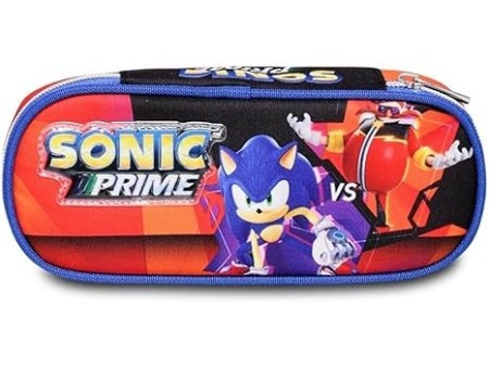 Bustina Portapenne Round Plus - SONIC PRIME, Rosso - Blu, Per bambini e ragazzi, Scuola e tempo libero, Prodotto ufficiale,