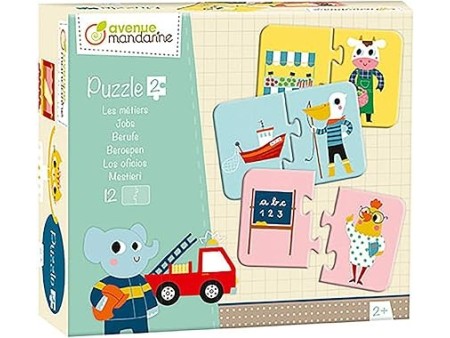 Avenue Mandarine JE512C - Scatola da 12 puzzle 2 pezzi, i mestieri 8x12 cm da ricomporre