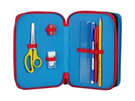 Auguri Preziosi Supereroi Marvel Astuccio Scuola Elementare Triplo, Astuccio Portapenne e Portamatite Pieno con 18 Matite