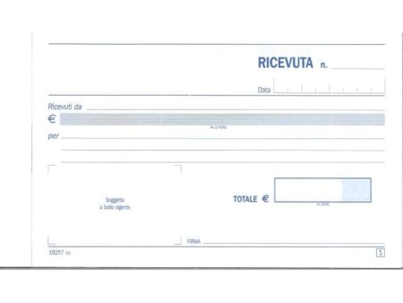 10 pezzi Ricevute Generiche Data ufficio A6 DU162570000