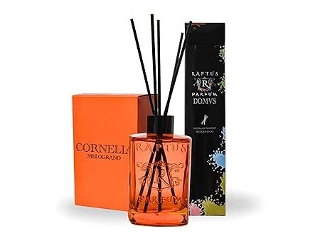 RAPTUS Cornelia Diffusore Profumo Ambiente 300ml con Bastoncini in Legno Naturale Fragranza al Melograno Dolce e Fruttata