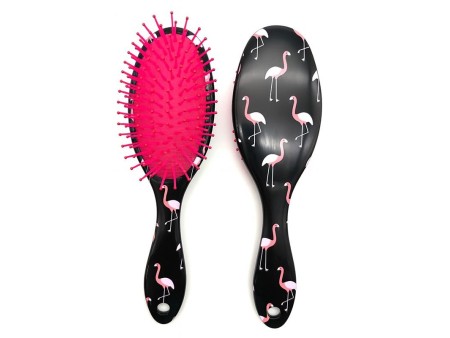 BRAVE GIRLS SPAZZOLA PER CAPELLI NERA CON FENICOTTERI OVALE