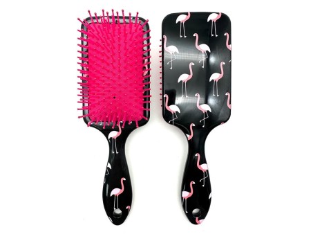 BRAVE GIRLS SPAZZOLA PER CAPELLI NERA CON FENICOTTERI QUADRATA