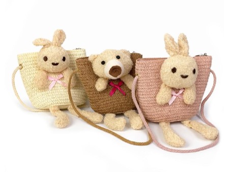 LE KIKKE BORSETTA BIMBA IN PAGLIA TEDDY FRIENDS COLORI ASSORTITI