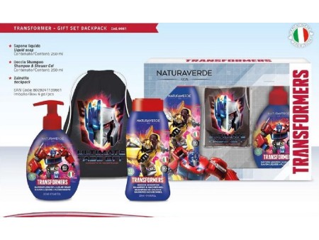 TRANSFORMERS COFFRET S/G 250 ML + SAPONE LIQUIDO 250 ML + SACCA