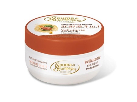 SPUMA DI SCIAMPAGNA SCRUB 3 IN 1 VELLUTANTE OLIO DI MACADAMIA 250 ML