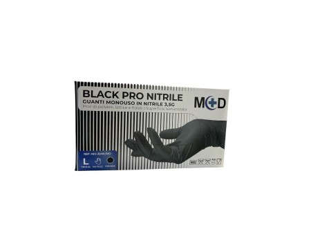 BLUE PRO NITRILE GUANTI MONOUSO IN NITRILE NERO TAGLIA L 100PZ