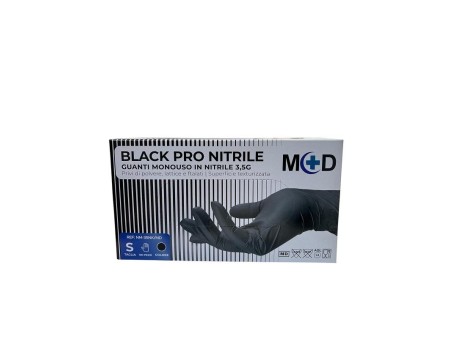 BLUE PRO NITRILE GUANTI MONOUSO IN NITRILE NERO TAGLIA S 100PZ