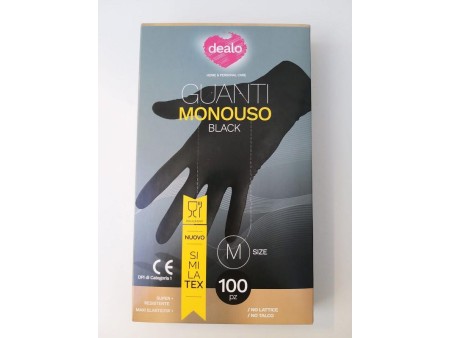 DEALO GUANTI MONOUSO NERO SIMILATEX 100PZ M