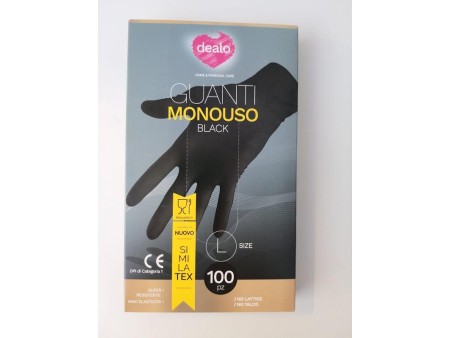DEALO GUANTI MONOUSO SIMILATEX NERO 100PZ L