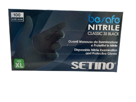 SETINO GUANTI MONOUSO IN NITRILE BLACK TAGLIA XL 100PZ