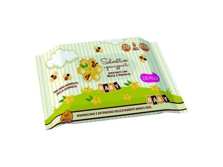 DEALO SALVIETTINE IMBEVUTE IGIENIZZANTI MIELE E VANIGLIA 20PZ.