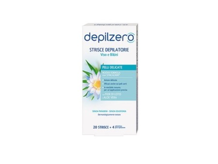 DEPILZERO STRISCE DEPILATORIE VISO E BIKINI LOTO E ALOE VERA 20PZ