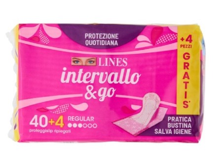LINES INTERVALLO & GO ASSORBENTI PROTEGGISLIP RIPIEGATI 40+4
