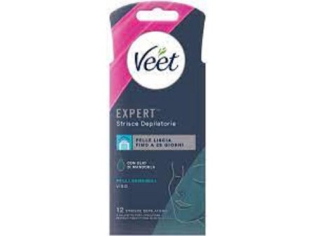 VEET EXPERT STRISCE DEPILATORIE VISO CON OLIO DI MANDORLA 12PZ
