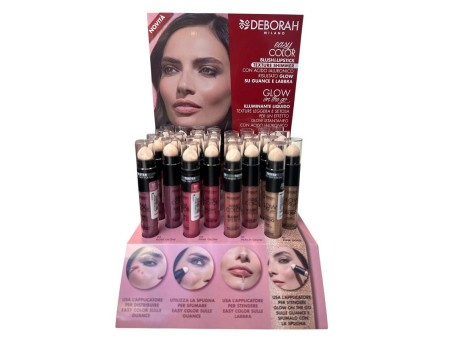 DEBORAH EXPO EASY COLOR BLUSH&LIPSTICK ILLUMINANTE LIQUIDO 24PZ+TESTER
