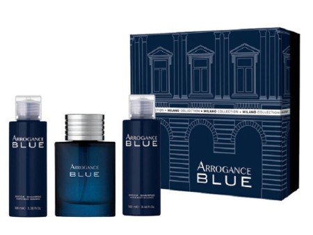 ARROGANCE BLUE COFFRET EDT 50ML+2 X HAIR & BODY SHAMPOO 100ML NEW 2025