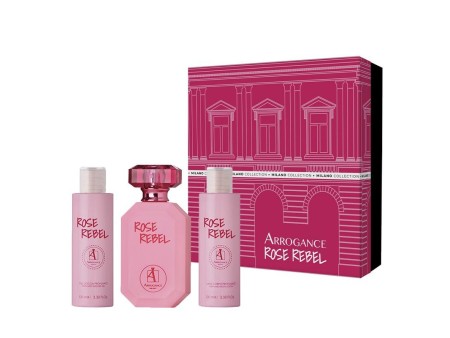 ARROGANCE ROSE LEBEL COFFRET EDT 50ML + S/G 100ML + B/L 100ML NEW 2024
