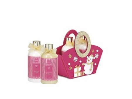 EMANUELA BIFFOLI COFF BAGNO+LATTE IDR IN BORSETTA ROSA PUPAZ DI NEVE