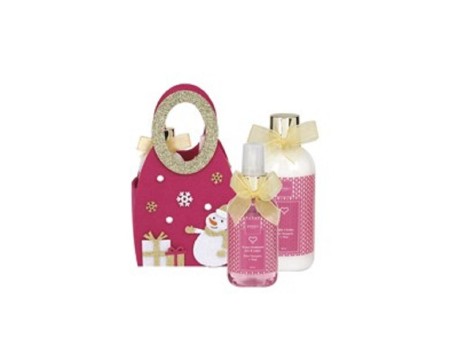 EMANUELA BIFFOLI COFFRET A/P+S/G IN BORSETTA ROSA CON PUPAZZO DI NEVE